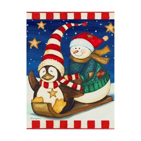 Laurie Korsgaden 'Christmas Sledding' Canvas Art,35x47